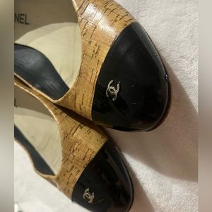 Chanel shoes | Chanel Cork and Patent Cap Toe Ballet Flat